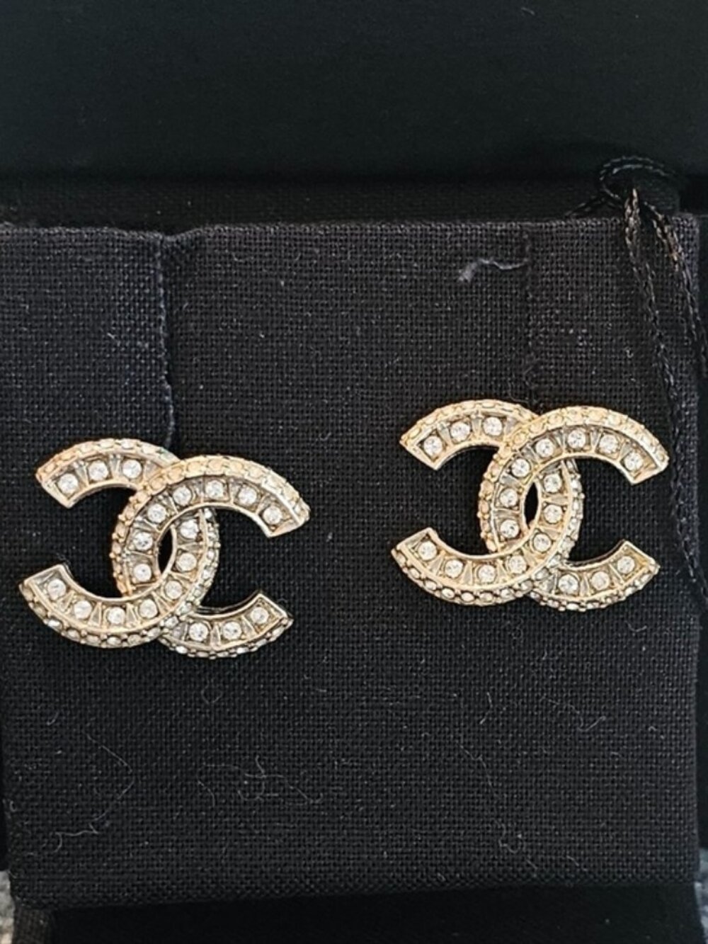 Chanel Golden Crystal CC Stud Earrings